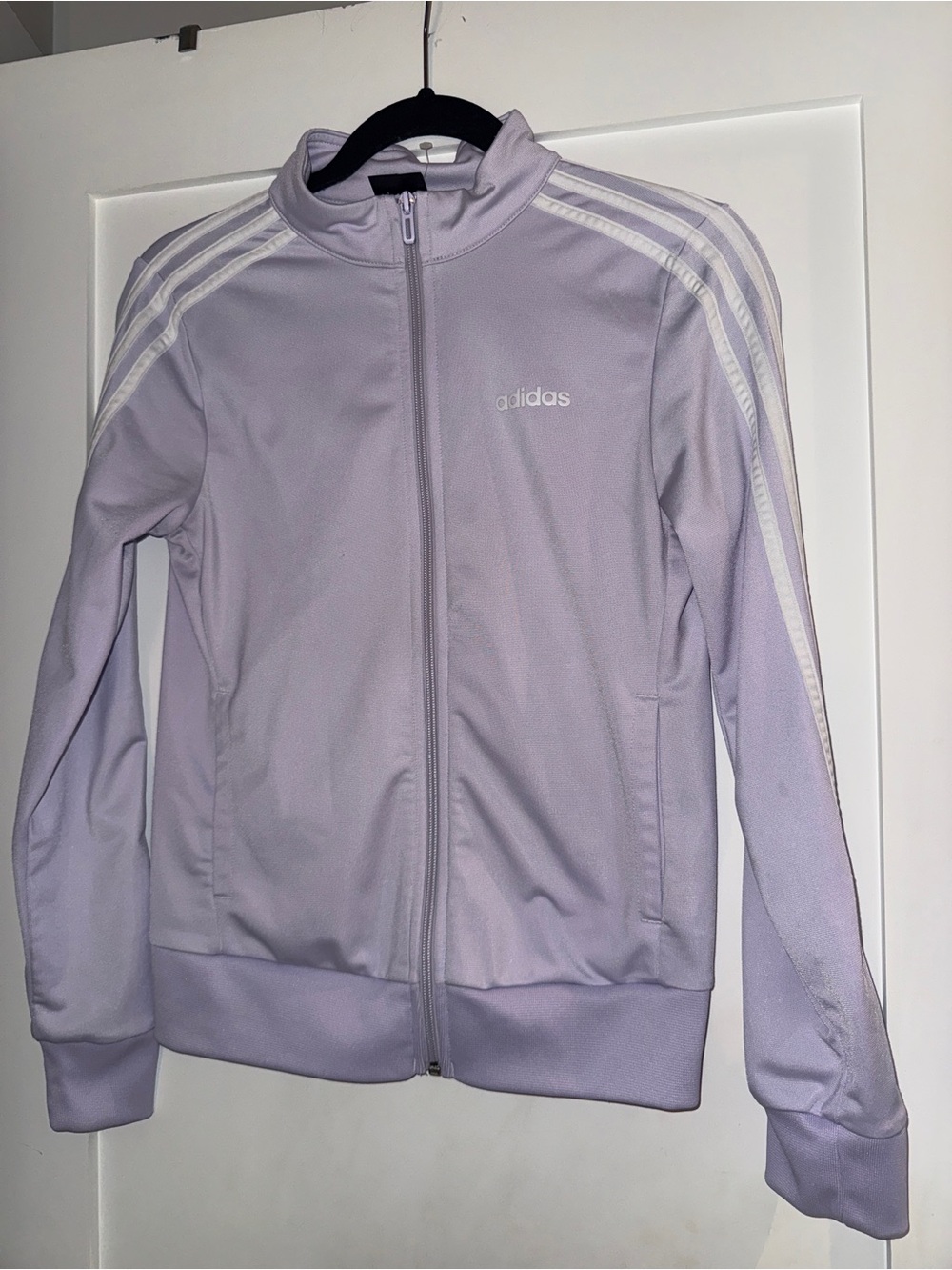 adidas Lavender Zip-Front Track Jacket with White Stripes